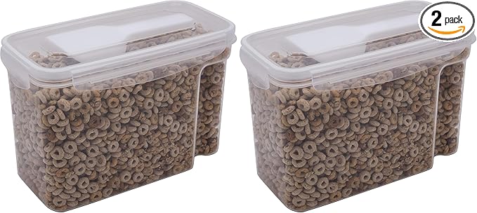 Kitchen Details Cereal Container with Scooper | Medium | Airtight | Food Tin | Keeps Fresh | Kitchen & Pantry Storage Organizers | Clear (Pack of 2)