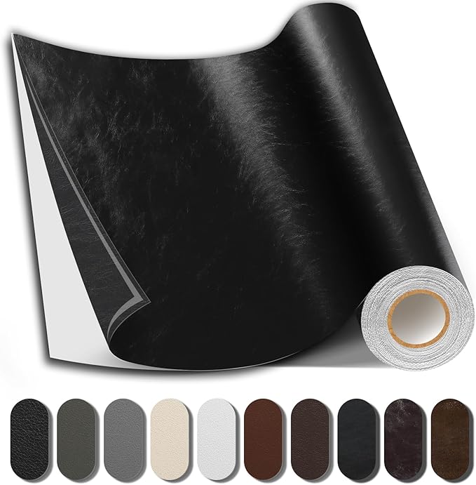 Shagoom Leather Repair Patch, 17X158 inch Strong Sticky Repair Patch Self Adhesive Waterproof, DIY Large Vinyl Patches for Couches, Furniture, Sofa, Car, Chair (Black, 17X158 inch)