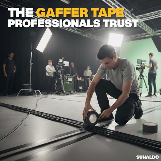Gaffers Tape Heavy Duty, Easy to Rip, Residue-Free Professional Grade Floor Tape for Electrical Cords, Matte Finish Non Reflective, Weather Resistant (1, White, 4" x 30 Yards)