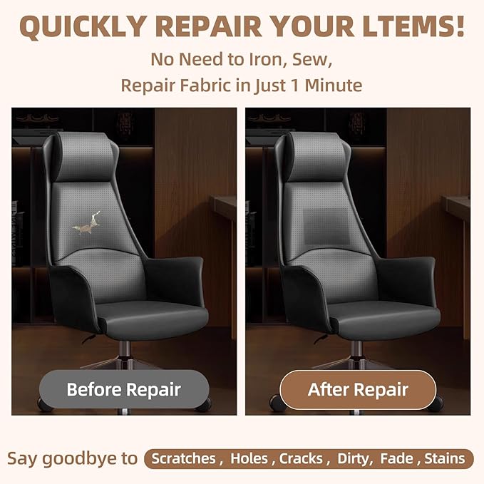 Leather Repair Patch, 35X79 inch Strong Sticky Repair Patch Self Adhesive Waterproof, DIY Large Vinyl Patches for Couches, Furniture, Sofa, Car, Chair (Coffee, 35X79 inch)