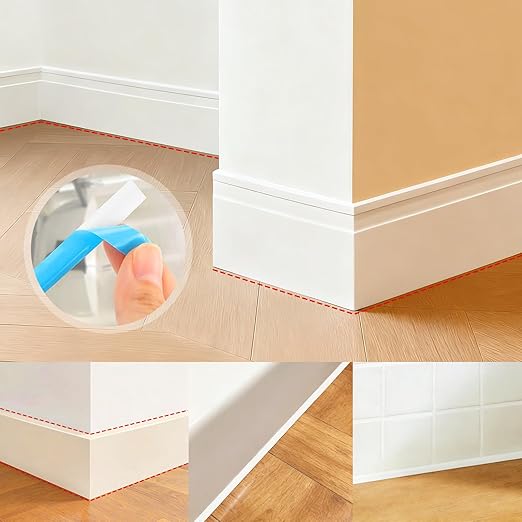 Caulk Tape 2 Roll White Self Adhesive, Waterproof Caulking Sealant Strip Sealing Decorative Tape for Toilet Shower Bathtub Bathroom Sink (0.3" x 20Ft)