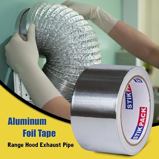 Aluminum Foil Tape 2 inch x 60ft (20 Yards) Heavy Duty HVAC Duct Tape for Ductwork – High Temperature Silver Foil Tape for Insulation, Metal Repair, Exhaust Sealing & Patching