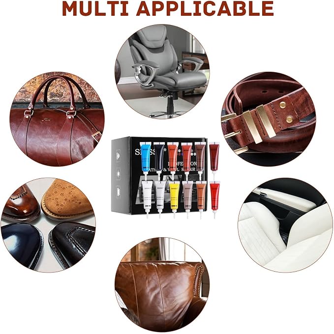 SEISSO Leather Repair Kit, Vinyl Repair Kit for Car Seats, Couches, Furniture, Jacket and Purse, Professional Leather Repair Paste with Glue Repair Tears & Burn Holes in Genuine or Faux Leather