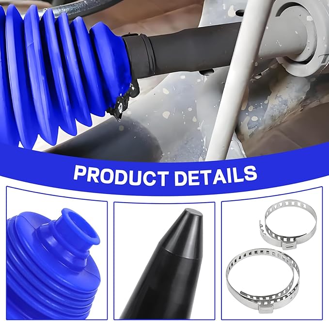 Wuyaoyao 13PCS CV Axle Boot Repair Kit, 2PCS Silicone CV Boot with 4 Stainless Steel Clamps & 6 Cable Ties & Expander Tool, Waterproof Dustproof CVs Joint Boots Kit, Universal Car Accessories (Blue)