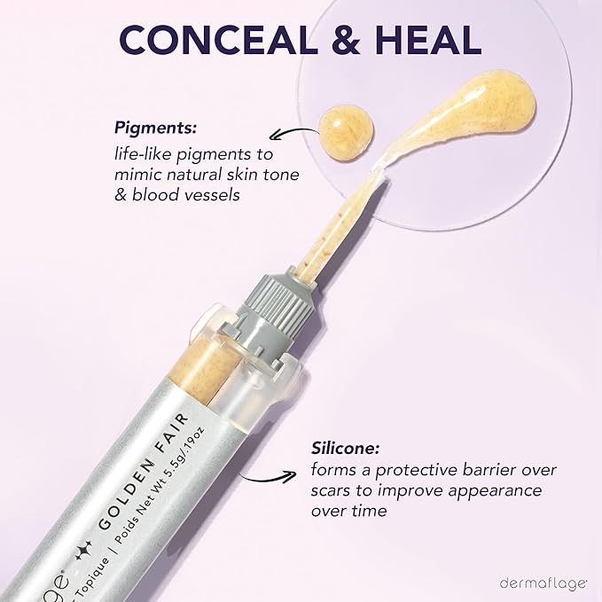 Dermaflage Scar Filler Kit - Golden Fair - Deep Scar Cover and Waterproof Concealer for Acne Scars Wrinkles, and Ice Pick Scars Makeup, 1 mo supply