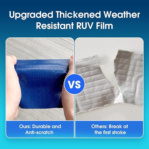 Blue Duct Tape Heavy Duty Waterproof for Sloar Pool Cover Patch 4inch x16ft | Butyl Sealant Tape with Strong Adhesive for Pool Liner, UV Resistant Leak Repair Tape for Roof, Pipe, RV Awning, Tent Repair