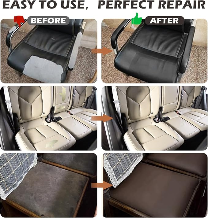 Leather Repair Patch, Self Adhesive Leather Repair, Large Leather Repair Tape for Sofa, Car Seats, Furniture, Cabinets, Chairs, Handbags （Dark Coffee, 16X157 inch