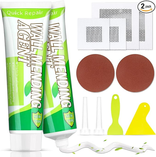Drywall Repair Kit, 2 Pcs Spackle Wall Repair Patch Kit, Wall Mending Agent Quick and Wall Surface Hole Fill Quick and Easy Solution (2 Pack)