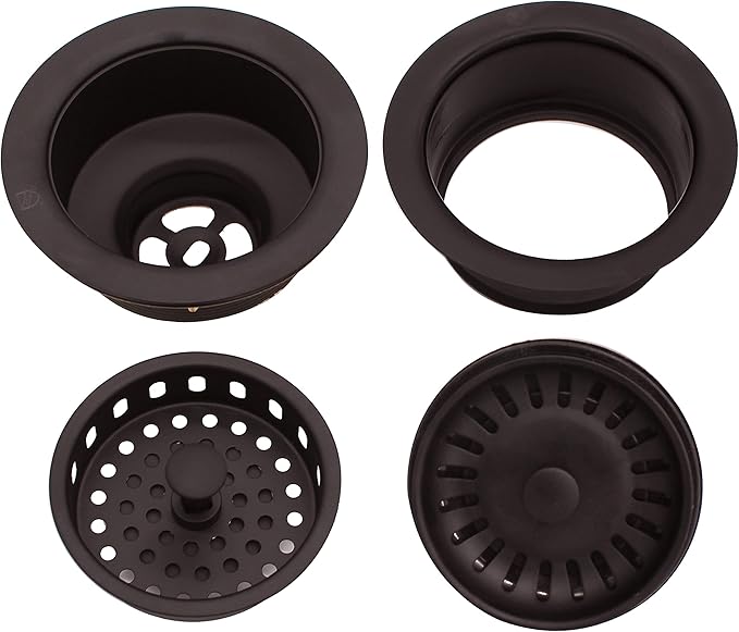 Westbrass CO2165S-12 COMBO PACK 3-1/2" Post Style Large Kitchen Sink Basket Strainer and Waste Disposal Drain Flange with Basket Strainer, Oil Rubbed Bronze