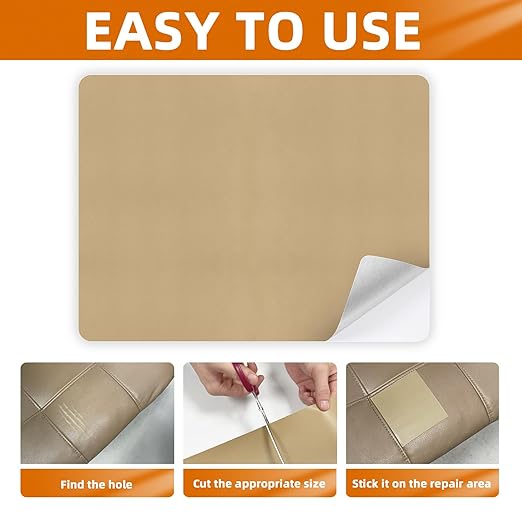 BSZHTECH Leather Repair Tape, Self-Adhesive Leather Repair Patch for Couch Furniture Sofas Car Seats, Advanced PU Vinyl Leather Repair Kit(Dark Kahki, 23.6X79 inch)