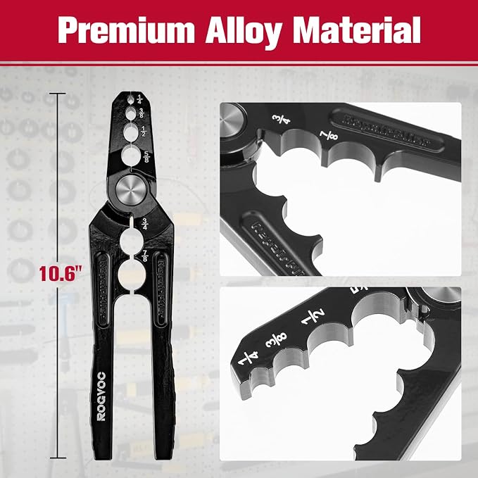 Copper Tubing Repair Tool, Copper Pipe Rounder with 6 Hole 1/4, 3/8, 1/2, 5/8, 3/4, 7/8 Inch, HVAC Refrigerant Pipe Repairer for Copper Aluminum Pipe