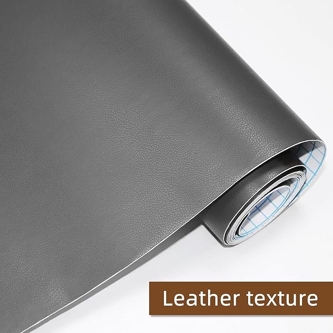 CHEIGHY Leather Repair Kit for Furniture - Advanced PU, Strong Self Adhesive Leather Repair Patch for Couch 17X79 inch Vinyl Repair Tape for Car Seat Upholstery Sofa Office Chair (Grey)