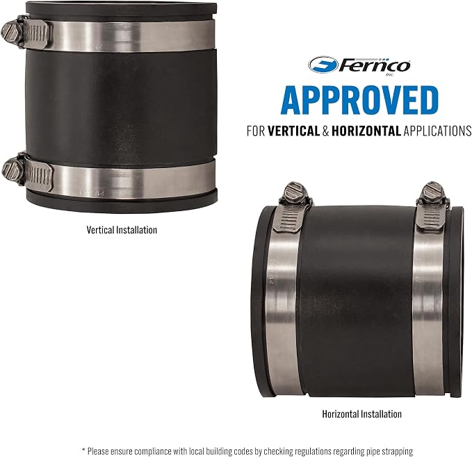 Fernco P1056-3/250 3-in. x 2.5-in. Cast Iron, Plastic and Steel Pipe Flexible Reducer Coupling Connector Adapter in Black