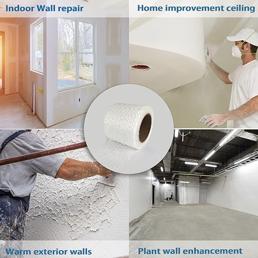 EDSRDRUS Drywall Repair Tape, 2in 4in 6in Multi Options Crack Tape Drywall, Mesh Drywall Tape High Performance Holding for Self-Adhesive Wall Crack and Seam Patch (2in100ft, Drywall Repair Tape)