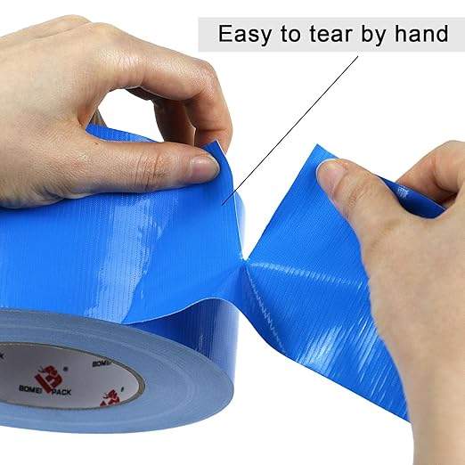 BOMEI PACK 3 Inch Blue Duct Tape Waterproof,9 Mil Thick Heavy Duty Duct Tape Blue,3 Inch x 60 Yards,No Residue,Strong,Flexible and All Weather,Professional for Indoor & Outdoor Use