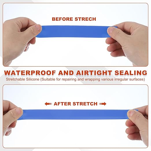 uxcell 2 Pcs Self Fusing Silicone Tape, 1" x 5ft Waterproof Water Leak Sealing Tape for Plumbing Pipe Hose Repair Handles, Blue