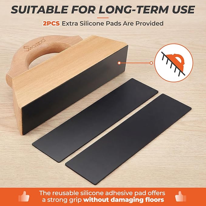 Wooden Floor Gap Fixer Tool Kit,with Comfortable Handle,Heavy-Duty Plank Grabber with 3PCS Washable Pads,for Repairing Gaps in Laminate,iny,and Solid Wood Flooring