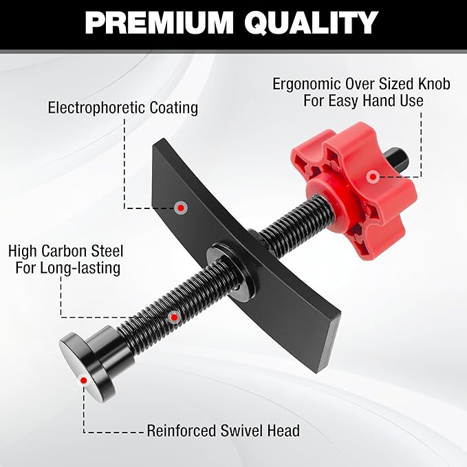 WORKPRO Heavy Duty Disc Brake Pad Spreader, Brake Caliper Compression Tool for Compressing Inner Pad with 2PCS Hangers, 360 Degree Swivel Joint Brake Piston Compressor Tool for Cars & Light Trucks