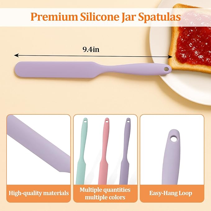 3 Pack Silicone Jar Spatula Small Silicone Spatulas Mini Jar Scraper for Peanut Butter, Mayo, Jams Flexible Kitchen & Baking Tools(Color B)