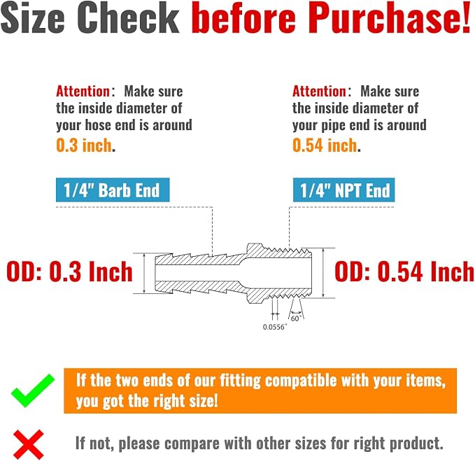 SUNGATOR 12-Pack 1/4'' Air Hose Fittings, Brass Hose Barb Fittings, 1/4 Inch NPT Male Pipe to 1/4'' Barb End Aadapter, Brass 1/4'' Air Line Repair Kit for Compressor, Gas, Auto Shop