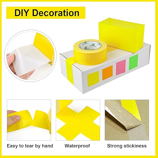 BOMEI PACK Light Yellow Duct Tape, 3Rolls Heavy Duty Strong Industrial Color Duct Tape 9.0mil x 1.88inch x 30yds for Packing and Repairing