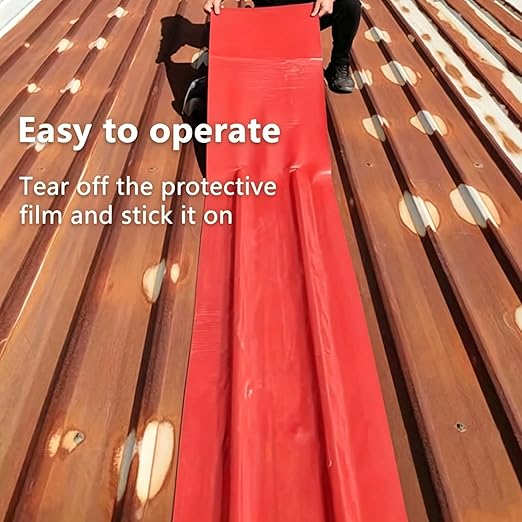 Waterproof Sealant Tape Self Adhesive Rubberized Asphalt Tape for RV Roof Metal Roof Corrugated Roof Leak Repair UV Resistant Heavy Duty Waterproofing Membrane (Red, 196.85 Inches X 11.81 Inches)