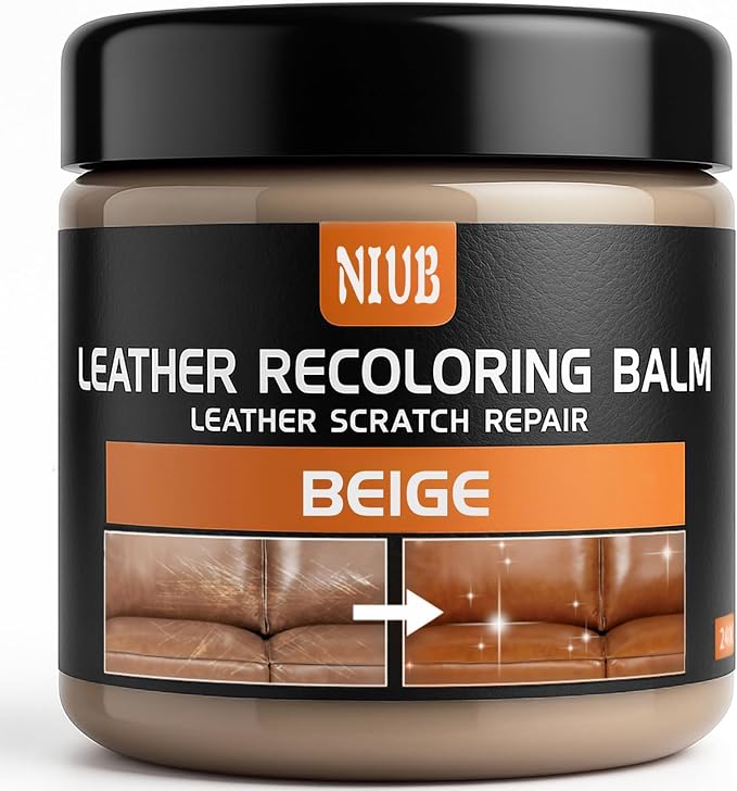 Leather Recoloring Balm Leather Color Restorer Scratch Repair Leather Paint for Furniture Couches Car Seats Shoes Bags Leather Dye and Scratched Leather, Beige