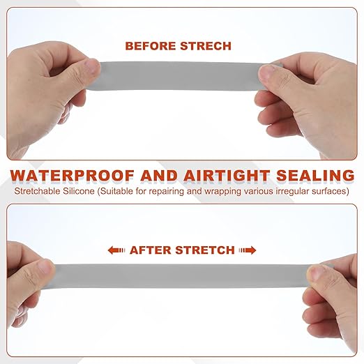 uxcell Self Fusing Silicone Tape, 1" x 10ft Waterproof Water Leak Sealing Tape for Plumbing Pipe Hose Repair Handles, Grey