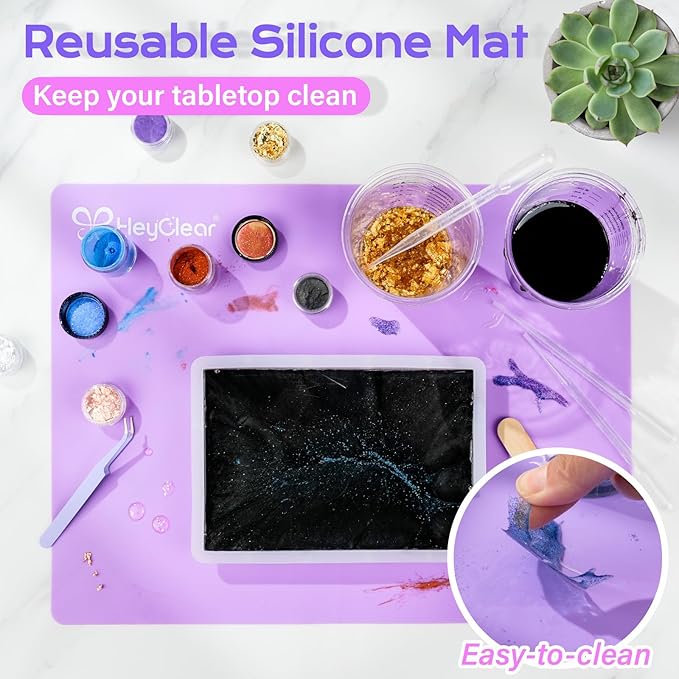 HeyClear Epoxy Resin Picture Frame Silicone Mold Kit -34 oz Super Clear and Hard Resina Complete Craft Accessories and Supplies Set for Casting Art, DIY Photo Gifts