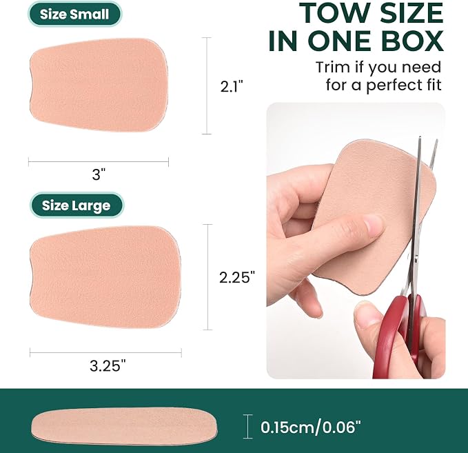 Welnove Tongue Pads Inserts for Shoes - Tow Size in One Pack - 16 Pcs Shoe Padding Cushion Soft Self Adhesive Inserts Filler for Boots, Leather Shoes, Dress Shoes, Loafers - Size S & L