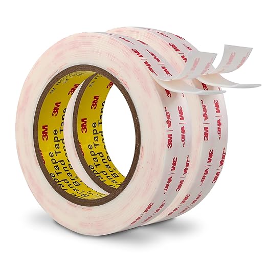 3M Double Sided Mounting Tape 1'' x 15.4Ft 2 Pack, 0.043in Thick 4950 White Heavy Duty Adhesive Waterproof Foam Tape for Car, Home, Office, Decoration