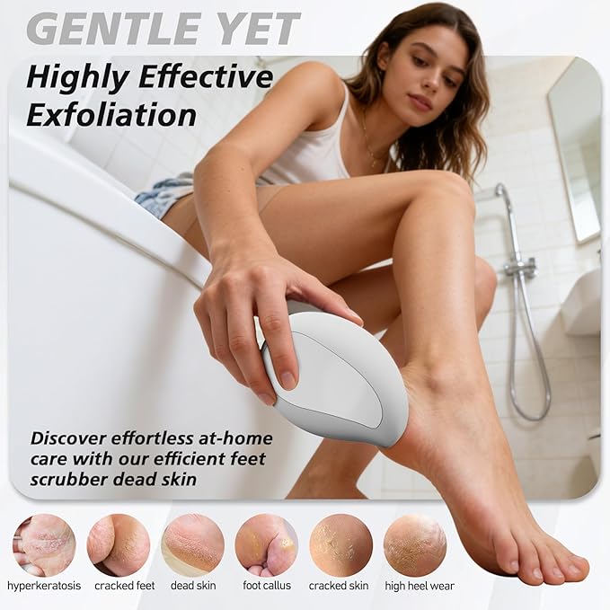 BALUCA Nano Glass Foot File Callus Remover for Feet - Glass Foot Scraper Scrubber Dead Skin Removal for Cracked Heels,Professional Pedicure Tool for Home, Salon, and Travel (White)