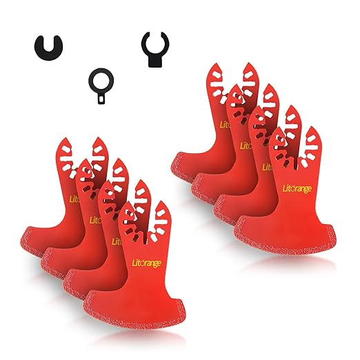 Litorange 8 Pcs Diamond Oscillating Blades, Swing Diamond Multitool Saw Blades for Grout Removal, Flush Cut, Cleaning Mortar