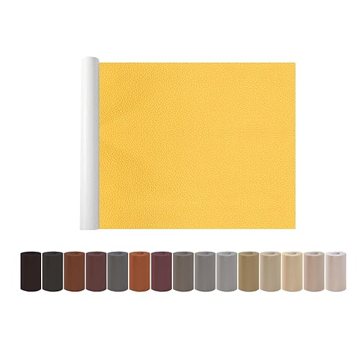 Leather Repair Patch Tape, Yellow 17 x 61 Inches Self Adhesive Leather Repair Kit for Furniture, Car Seat,Vinyl Leather Repair Kit for Office Chairs, Bags, Luggage