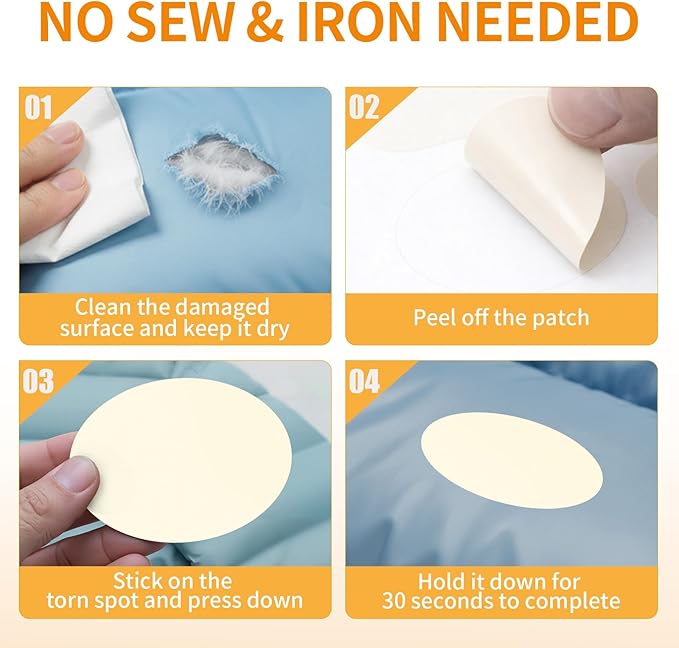 Waterproof Self-Adhesive Fabric Repair Tape - Tent Repair Kit,4pcs Nylon Fabric Patches for Jacket, Clothes, Puffer Down Jacket,Sleeping Bag, Outdoor Gear Tenacious Repairs Tape, White