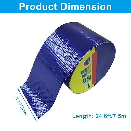 Waterproof Repair Tape, UV-Proof Multi-Surface Instant Seal Patch Repair for RV Awning, Boat Cover, Tent, Tarp & Canvas (3 Inch x 24.6FT, Blue)