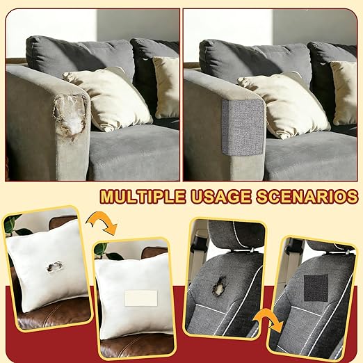 Linen Repair Tape 4x79 inch, Self Adhesive Linen Fabric Tape, Linen Fabric Patch Tape Kit, Fabric Repair Tape for Linen Sofas, Headboards, Chairs, Curtains - Beige White