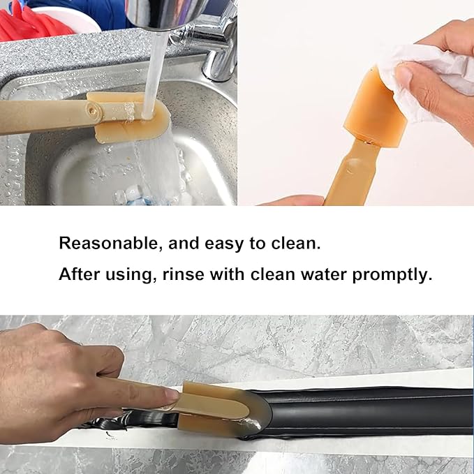 Extended Reach Grout Caulking Tool, 4pcs Rubber Caulk Finishing Tool with Ergonomic Grip for Bathroom, Kitchen Tile Gaps and Hard-to-Reach Areas