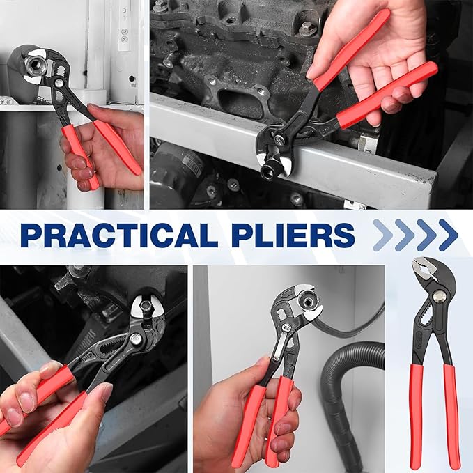 Adjustable Water Pump Pliers 7" Groove Joint Pliers V-Jaw Quick Adjust Tongue and Groove Pliers with Push-Lock and Cushion Grip Ideal for Tight Spaces Plumbing Cars and Home Repair (7 inch)
