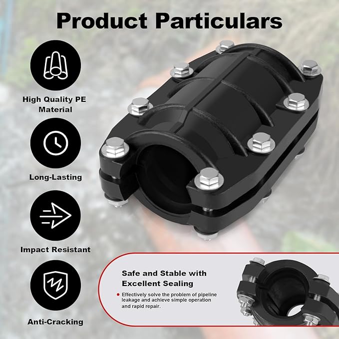 Pipe Repair Clamp 1 inch, Water Pipe Leak Repair Clamp, Pipe Repair Kit for Plastic and Metal Pipes, Leak Stopper with Anti-Impact, Suitable for Pipes 25MM OD
