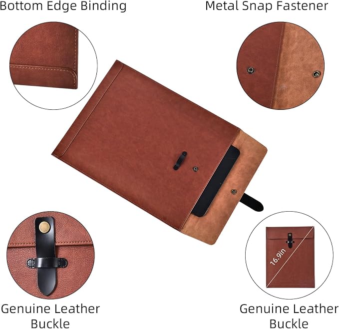 Black PU Leather File Folder, Snap Closure File Organizer, Important Document Folder, Document Organizer, Laptop Sleeve Notebook Case, Leather Folder A4 Envelopes Filing Folder 3PCS