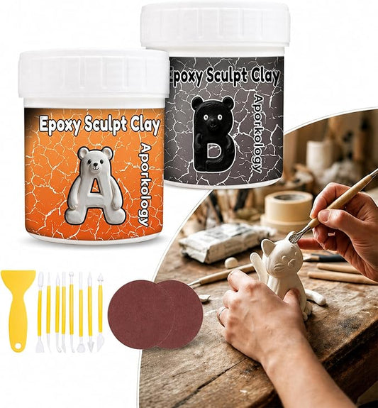 Epoxy Putty Sculpt Clay, 14.11oz/400g Fast Repair Epoxy Clay for Fixing Leaks, Cracks, Sculpting,High Strength 2 Part Epoxy Filler Putty for Bonding Metal, Tile, Concrete, Plastic (Black)
