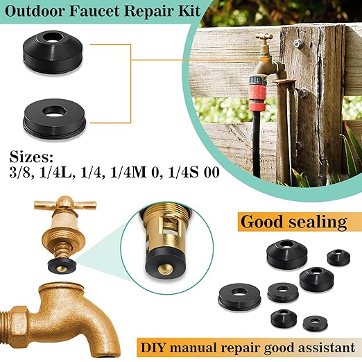 XBVV 106 PCS Faucet Washer Assortment Kit with Assorted Flat and Beveled Rubber Washers for Outdoor Garden Faucet Stem Leak Worn Replacement Repair
