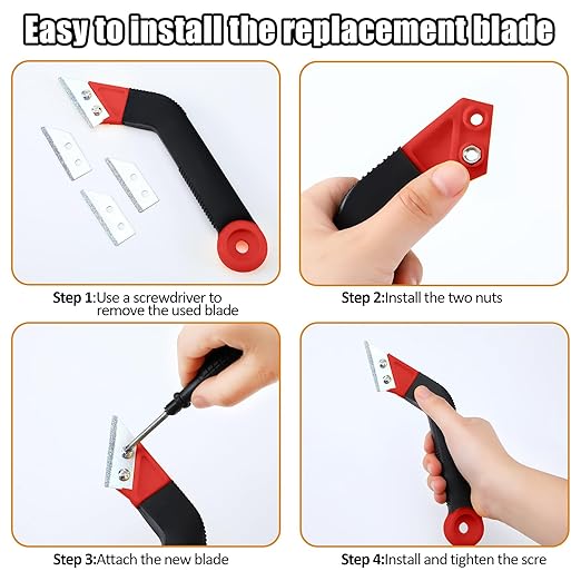 Blulu 11 Pcs Grout Float Sets Include 9.5 x 4 Inch Molded Rubber Grout Float, 6 Sponge, Angled Tile Saw with 3 Blades Replacement, Removal Tool for Masonry Stucco Drywall Concrete (Red)