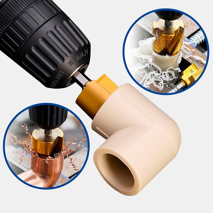 New PPR PVC Pipe Threading and Reaming Tool Kit for Drill, Internal & External Pipe Reaming and Thread Cutting Tool Set for 1/2"(DN15) 3/4"(DN20) PVC Pipe, Plumbing Water Pipe Repair and Maintenance
