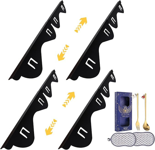 Stove Gap Covers Stainless Steel, Heat Resistant Gap Filler, Adjustable 13.8” to 27.6” Length, 1.05” Wide, Range Trim Kit - KIGJU Side Gap Guards for Stovetop, Kitchen Counter & Oven (Black 4 Pack)