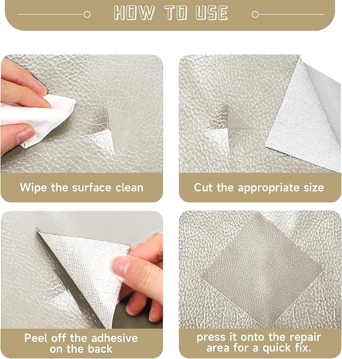 Leather Repair Patch, Self Adhesive Leather Repair, Large Leather Repair Tape for Sofa, Car Seats, Furniture, Cabinets, Chairs, Handbags （Beige, 16X79 inch)