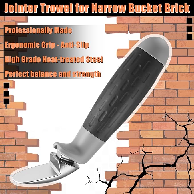 Brick Jointer Tuck Pointing Tool Stainless Steel Masonry Mortar Tool for Cement Pointing Brick Caulking Trowel Masonry Jointer Comfortable Grip Saves Time and Effort