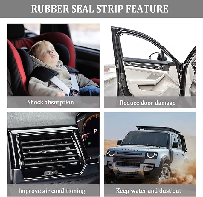 16.4Ft Car Door Seal,Thickened Rubber Automotive Weather Stripping for Hoods,Trunks,Windows,Universal Soundproof Car Weather Stripping Car Accessories for Most Car,Truck,SUV (16.4Ft)