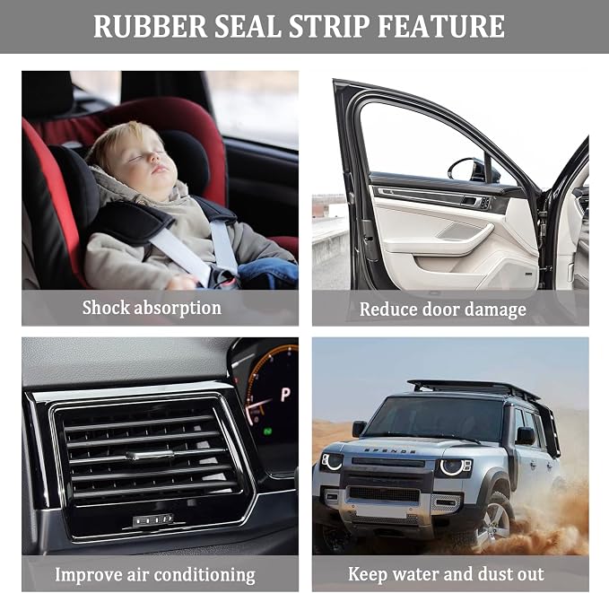 52.5Ft Car Door Seal,Thickened Rubber Automotive Weather Stripping for Hoods,Trunks,Windows,Universal Soundproof Car Weather Stripping Car Accessories for Most Car,Truck,SUV (52.5Ft)